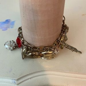 Vintage gold Alice in wonderland charm bracelet